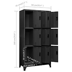 vidaXL Armoire à casiers Anthracite 90x45x180 cm Acier pas cher