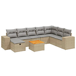 vidaXL Salon de jardin avec coussins 9pcs mélange beige résine tressée