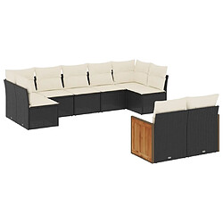 Maison Chic Ensemble Tables et chaises d'extérieur 9 pcs avec coussins,Salon de jardin noir résine tressée -GKD391604