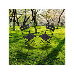 Habitat Et Jardin Lot de 2 chaises de jardin pliable en plastique Tenerife - Gris anthracite