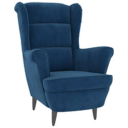 Maison Chic Fauteuil relax,Chaise pour salon bleu velours -MN50476