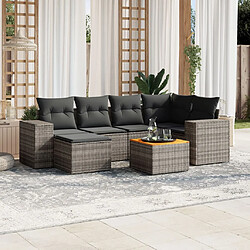 vidaXL Salon de jardin avec coussins 7 pcs gris résine tressée 