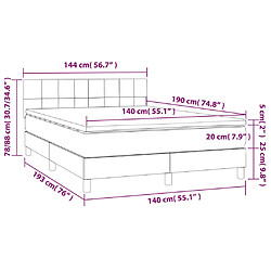 vidaXL Sommier à lattes de lit avec matelas Gris foncé 140x190cm Tissu pas cher