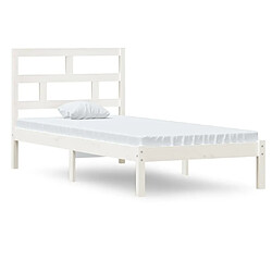 Maison Chic Lit Moderne Chambre - Cadre/structure de lit pour adulte Blanc Bois massif 90x190 cm Simple -MN47292