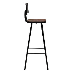 Avis Helloshop26 Lot de deux tabourets de bar design chaise siège bois massif de récupération marron foncé 1202188