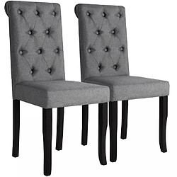 Decoshop26 Lot de 2 chaises de salle à manger cuisine dossier capitonné en tissu gris foncé CDS020532 