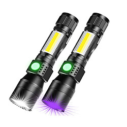 Chrono Lampes de poche rechargeables USB, lampes de poche UV Scorpion 3 en 1 [lumière blanche lumière rouge et UV] torche LED étanche super lumineuse [lot de 2] (noir)