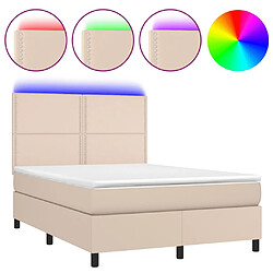 vidaXL Sommier à lattes de lit avec matelas LED Cappuccino 140x200 cm