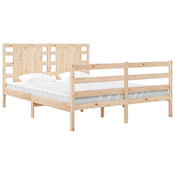 Avis Maison Chic Lit Moderne Chambre - Cadre/structure de lit pour adulte bois de pin massif 135x190 cm double -MN15715