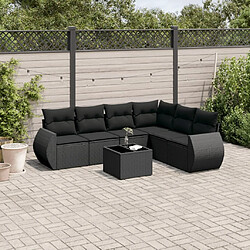 Maison Chic Ensemble Tables et chaises d'extérieur 7pcs avec coussins,Salon de jardin noir résine tressée -GKD497140