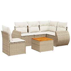 vidaXL Salon de jardin avec coussins 6 pcs beige résine tressée