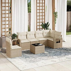 Maison Chic Salon de jardin avec coussins 7 pcs, Ensemble Tables et chaises de jardin, beige résine tressée -GKD661596