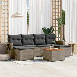 vidaXL Salon de jardin avec coussins 7 pcs gris résine tressée 