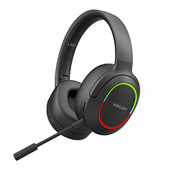 Casque Bluetooth Monté Sur La Tête Hifi Sound Subwoofer Casque De Jeu Sans Fil Avec Éclairage Rvb Noir