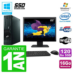 PC Fujitsu Esprimo E500 E85+ DT Ecran 22" G640 RAM 16Go SSD 120Go DVD Wifi W7 · Occasion 