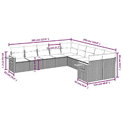 Avis vidaXL Salon de jardin avec coussins 10 pcs gris résine tressée