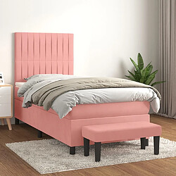 Maison Chic Lit Adulte - Lit simple Lit à sommier tapissier avec matelas moelleux - Meuble de Chambre - Rose 90x190 cm Velours -MN32033