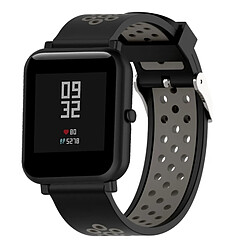 Wewoo Bracelet pour montre connectée Dragonne sport en silicone bicolore Xiaomi Huami Amazfit Bip Lite version 20 mm gris noir