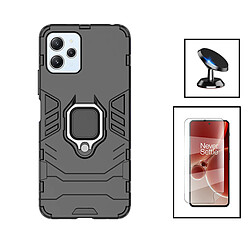 PHONECARE Kit Film Hydrogel Full Cover Avant + Coque 3X1 Military Defender + Support Magnétique de Voiture pour Xiaomi Redmi Note 12R - Noir 