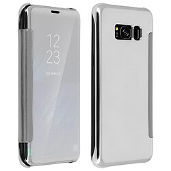 Avizar Housse Clapet Translucide Samsung Galaxy S8 Plus - Design Effet Miroir - Argenté 