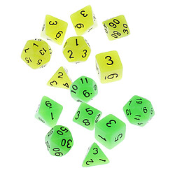 14pcs Dés Polyédriques Lumineux Dice en Plastique pour D & D RPG Jeux de Table