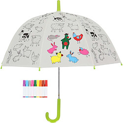 Kids In The Garden Parapluie enfant à colorier 70 cm Animaux de la ferme