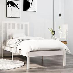 Maison Chic Lit Moderne Chambre - Cadre/structure de lit pour adulte Blanc Bois massif 90x190 cm Simple -MN78297