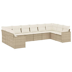 vidaXL Salon de jardin avec coussins 10 pcs beige résine tressée