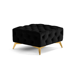 Lisa Design Camden - pouf chesterfield en velours - pieds en métal doré Camden - pouf chesterfield en velours - pieds en métal doré - Noir