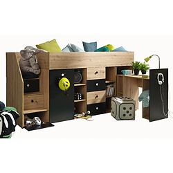 Abiks Meble SMART 3L Lit superposé 248,5/123/93 (artisan/noir) 