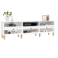 Maison Chic Meuble TV scandinave - Banc TV pour salon blanc brillant 150x30x44,5 cm bois d'ingénierie -MN68121 pas cher