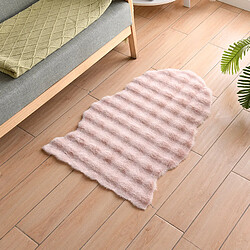 LUUCOZK Tapis moelleux en fausse fourrure tapis à poils longs pour chambre à coucher salon-slip-rose-Irrégulier 60x120cm 