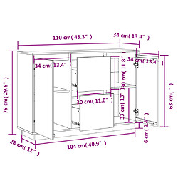 vidaXL Buffet 110x34x75 cm bois massif de pin pas cher