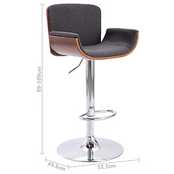 vidaXL Tabouret de bar Gris Tissu pas cher