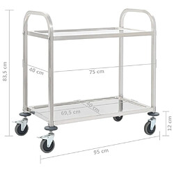 Maison Chic Desserte de cuisine | Chariot de cuisine | Meuble de rangement roulant à 2 niveaux 95x45x83,5 cm Acier inoxydable -GKD20774 pas cher