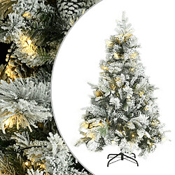 vidaXL Sapin de Noël pré-éclairé avec neige floquée/cônes 150cm PVC/PE 