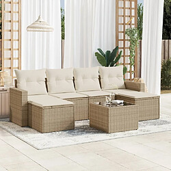 Maison Chic Salon de jardin avec coussins 7 pcs | Ensemble de Table et chaises | Mobilier d'Extérieur beige résine tressée -GKD44279