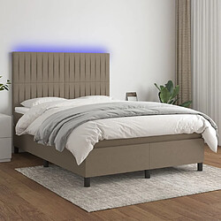 vidaXL Sommier à lattes de lit et matelas et LED Taupe 140x200cm Tissu 