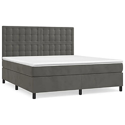 Maison Chic Lit Adulte - Lit simple Lit à sommier tapissier et matelas moelleux - Meuble de Chambre - Gris foncé 160x200cm Velours -MN43495