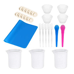 Kit D'outils De Bijoux De Moulage De Moule De Résine UV De Tasses à Mesurer De Mélange De Silicone 37 Pièces Outils de colle en résine époxy pour tasse à mesurer en silicone