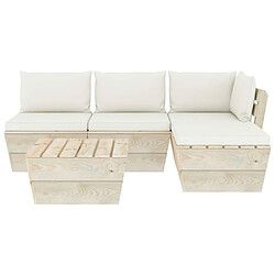 Avis Maison Chic Salon de jardin palette 5 pcs avec coussins - Table et chaises d'extérieur - Mobilier/Meubles de jardin Moderne épicéa imprégné -MN44469