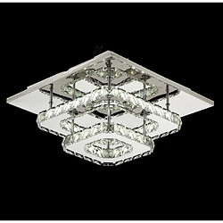 Stoex Blanc Plafonnier Lampe Cristal Lampe de Plafond Acier Inoxydable LED Miroir 24W Lustre moderne en cristal pour salon, chambre 