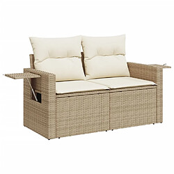 Acheter vidaXL Salon de jardin avec coussins 9 pcs beige résine tressée