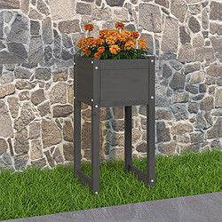 Maison Chic Jardinière,Bac à fleurs - pot de fleur Gris 40x40x81 cm Bois massif de pin -GKD85589