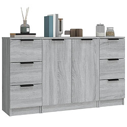 Acheter Maison Chic Ensemble de 3 Buffets,commode,console pour rangement Sonoma gris Bois d'ingénierie -MN83638