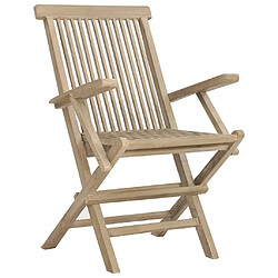 Avis Maison Chic Lot de 4 Chaises de jardin,Fauteuil d'extérieur pliantes gris 56x61x89 cm bois de teck -MN33572