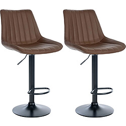 Non Lot de 2 tabourets de bar Toni simili cuir noir