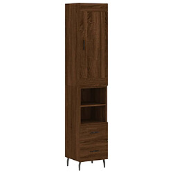 vidaXL Buffet haut Chêne marron 34,5x34x180 cm Bois d'ingénierie