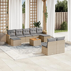 Maison Chic Ensemble Tables et chaises à dîner d'extérieur 10 pcs avec coussins,Salon de jardin mélange beige résine tressée -GKD214285