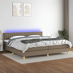 vidaXL Sommier à lattes de lit et matelas et LED Taupe 200x200cm Tissu 